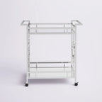 Stylish Bar Cart with Mirror Shelves and Metallic Glam Trolley
