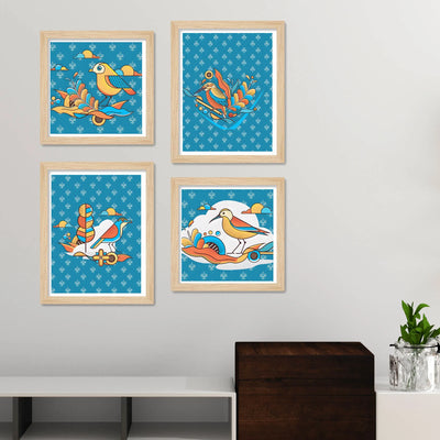 Stylish Bird Wall Art Frame Set of 4 for Premium Wall Décor