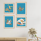 Stylish Bird Wall Art Frame Set of 4 for Premium Wall Décor