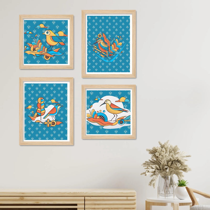 Stylish Bird Wall Art Frame Set of 4 for Premium Wall Décor