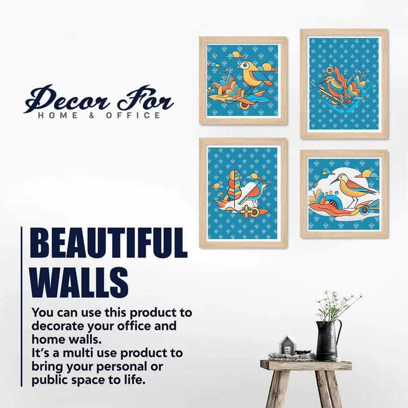 Stylish Bird Wall Art Frame Set of 4 for Premium Wall Décor