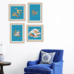 Stylish Bird Wall Art Frame Set of 4 for Premium Wall Décor