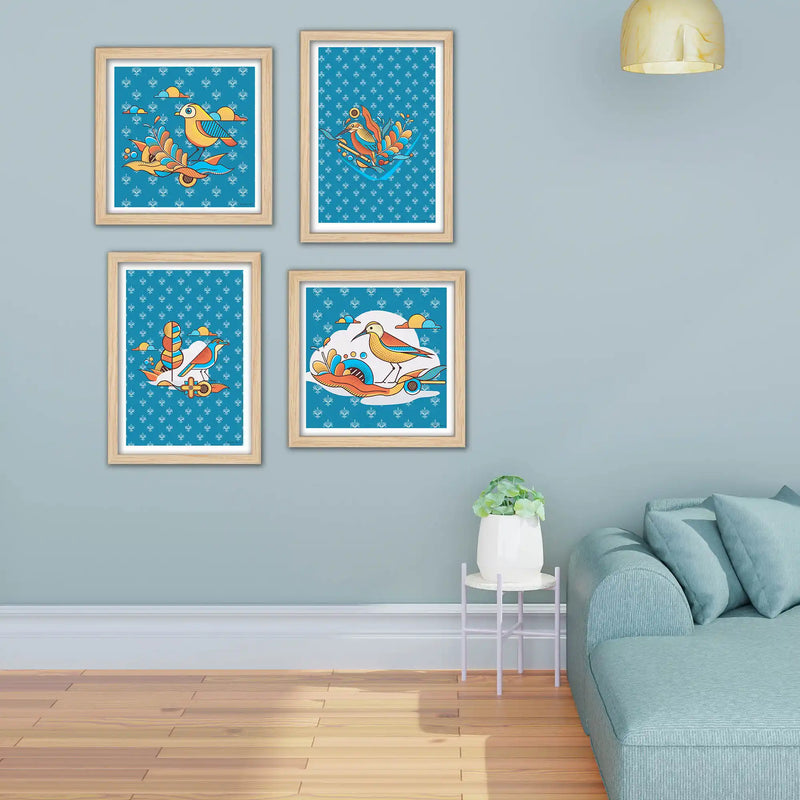 Stylish Bird Wall Art Frame Set of 4 for Premium Wall Décor
