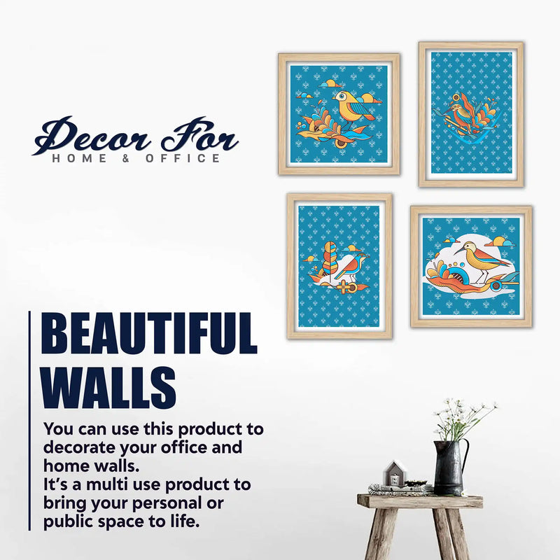 Stylish Bird Wall Art Frame Set of 4 for Premium Wall Décor