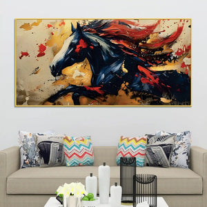stylish-black-red-horse-canvas-wall-art-abstract-painting