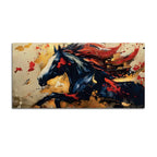 Stylish Black Red Horse Canvas Wall Art Abstract Painting