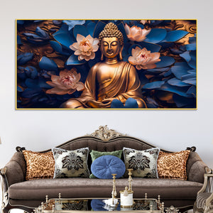 Stylish Buddha Lotus Canvas Wall Painting for Living Room