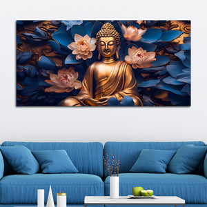 Stylish Buddha Lotus Canvas Wall Painting for Living Room