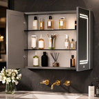 Stylish Double Panel Mirror Cabinet with LED Border and Storage