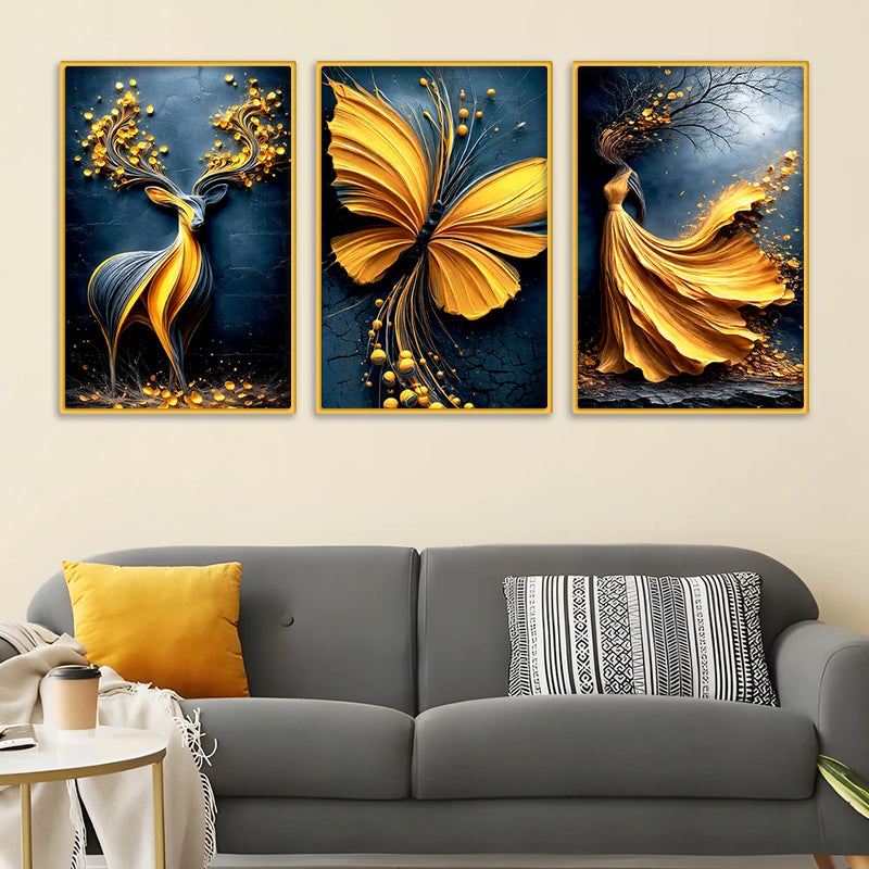Stylish Elegant Canvas Wall Painting Set of Three