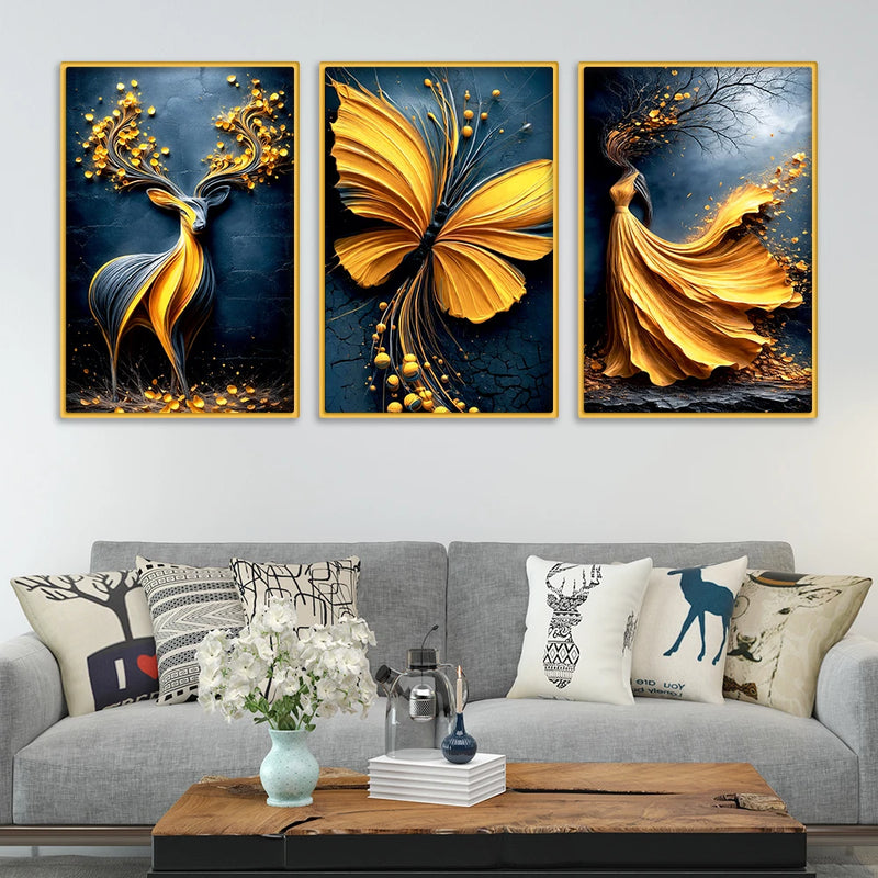 Stylish Elegant Canvas Wall Painting Set of Three