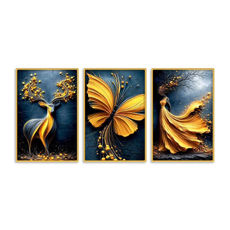Stylish Elegant Canvas Wall Painting Set of Three