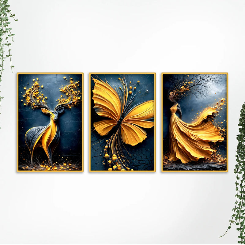 Stylish Elegant Canvas Wall Painting Set of Three