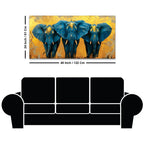 Stylish Elephant Trio Abstract Canvas Wall Painting