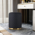 Stylish Faux Leather Pouffe with Gold Bottom Ring Design Ottoman