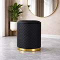 stylish-faux-leather-pouffe-with-gold-bottom-ring-design-ottoman