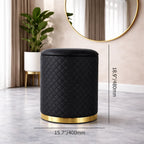 stylish-faux-leather-pouffe-with-gold-bottom-ring-design-ottoman