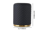 Stylish Faux Leather Pouffe with Gold Bottom Ring Design Ottoman