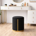 stylish-faux-leather-pouffe-with-gold-bottom-ring-design-ottoman