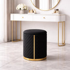 stylish-faux-leather-pouffe-with-gold-bottom-ring-design-ottoman