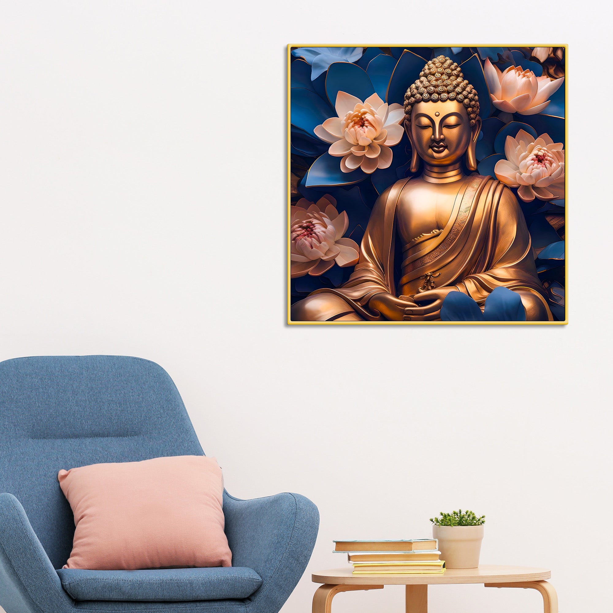 Stylish Floral Buddha Painting for Home & Office