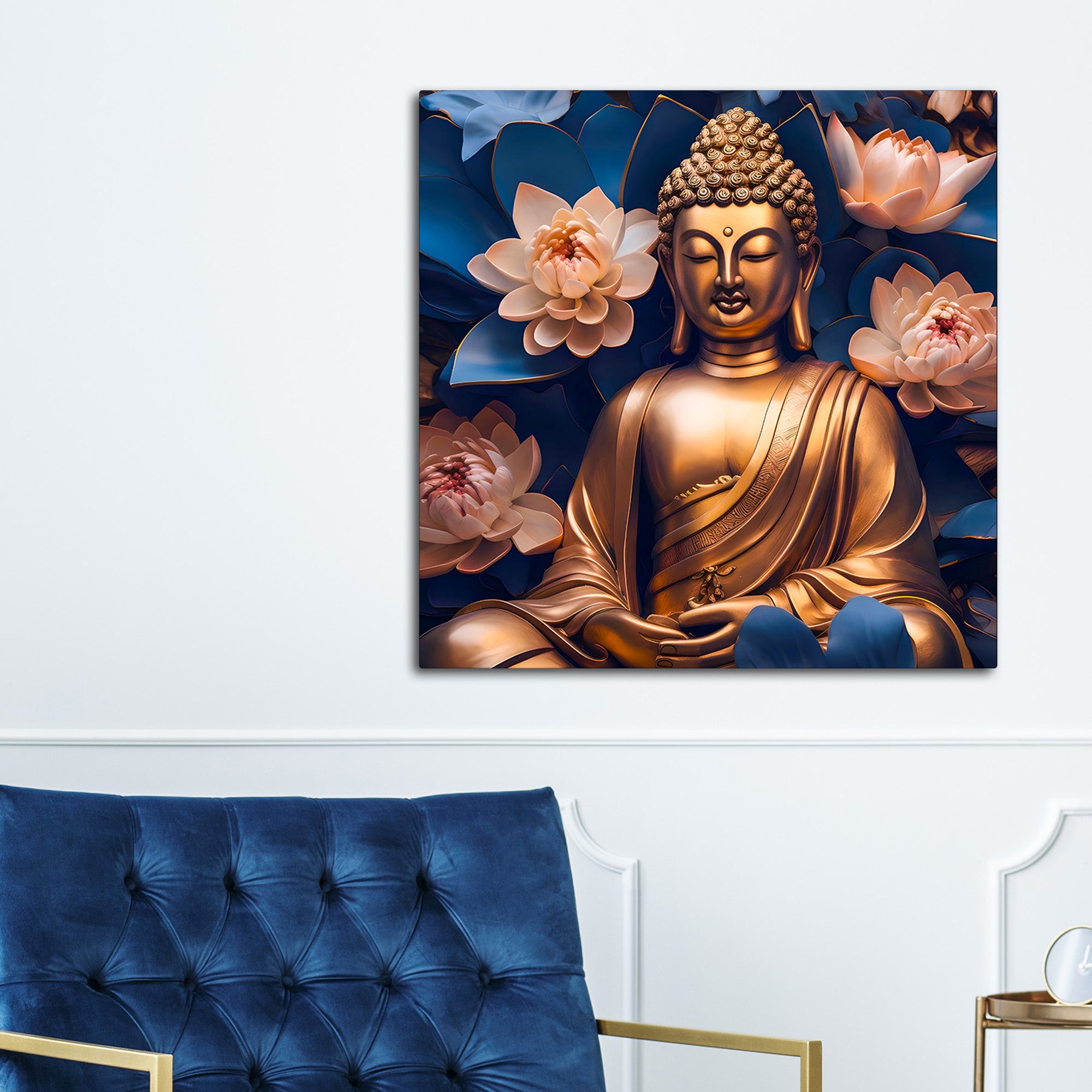 Stylish Floral Buddha Painting for Home & Office