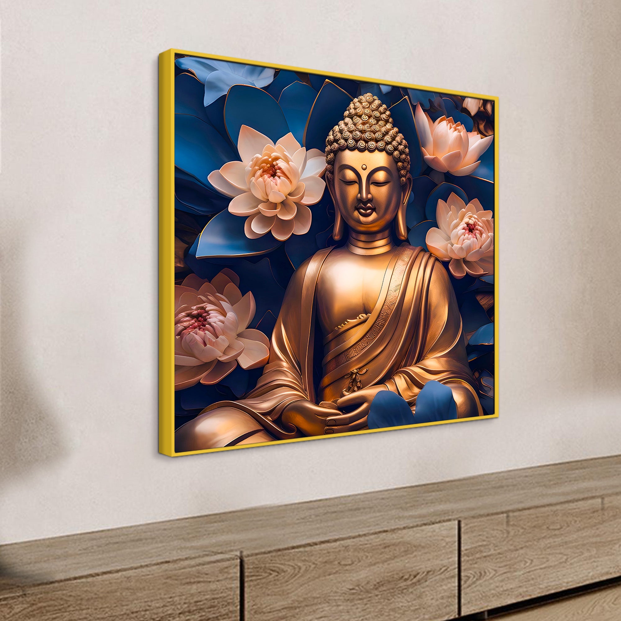 Stylish Floral Buddha Painting for Home & Office