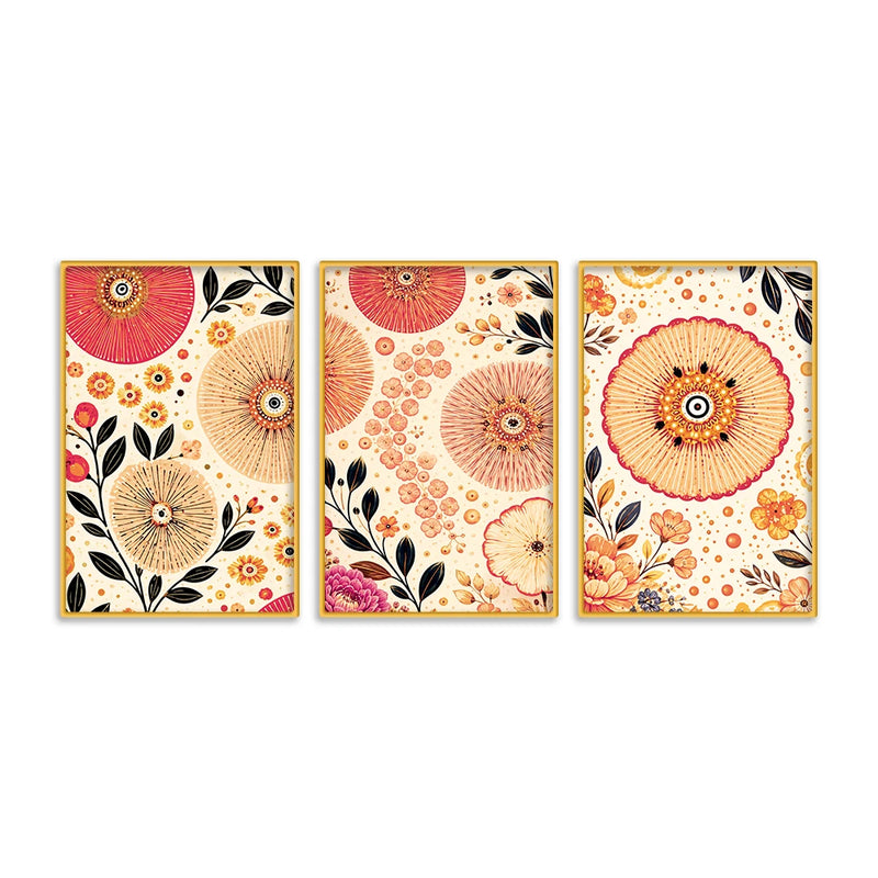 Stylish Floral Nature Canvas Wall Painting Set of Three