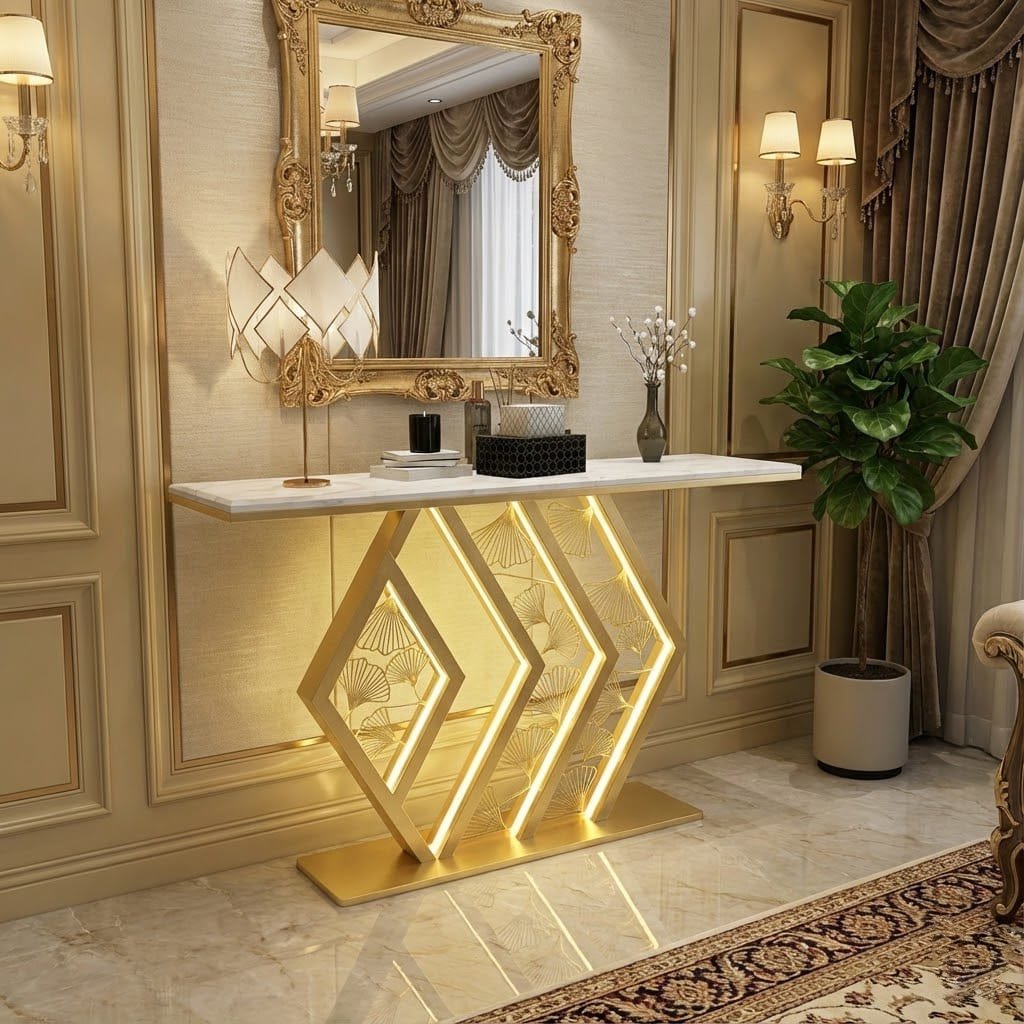  stylish-led-console-table-gold-luxury-hallway-decor