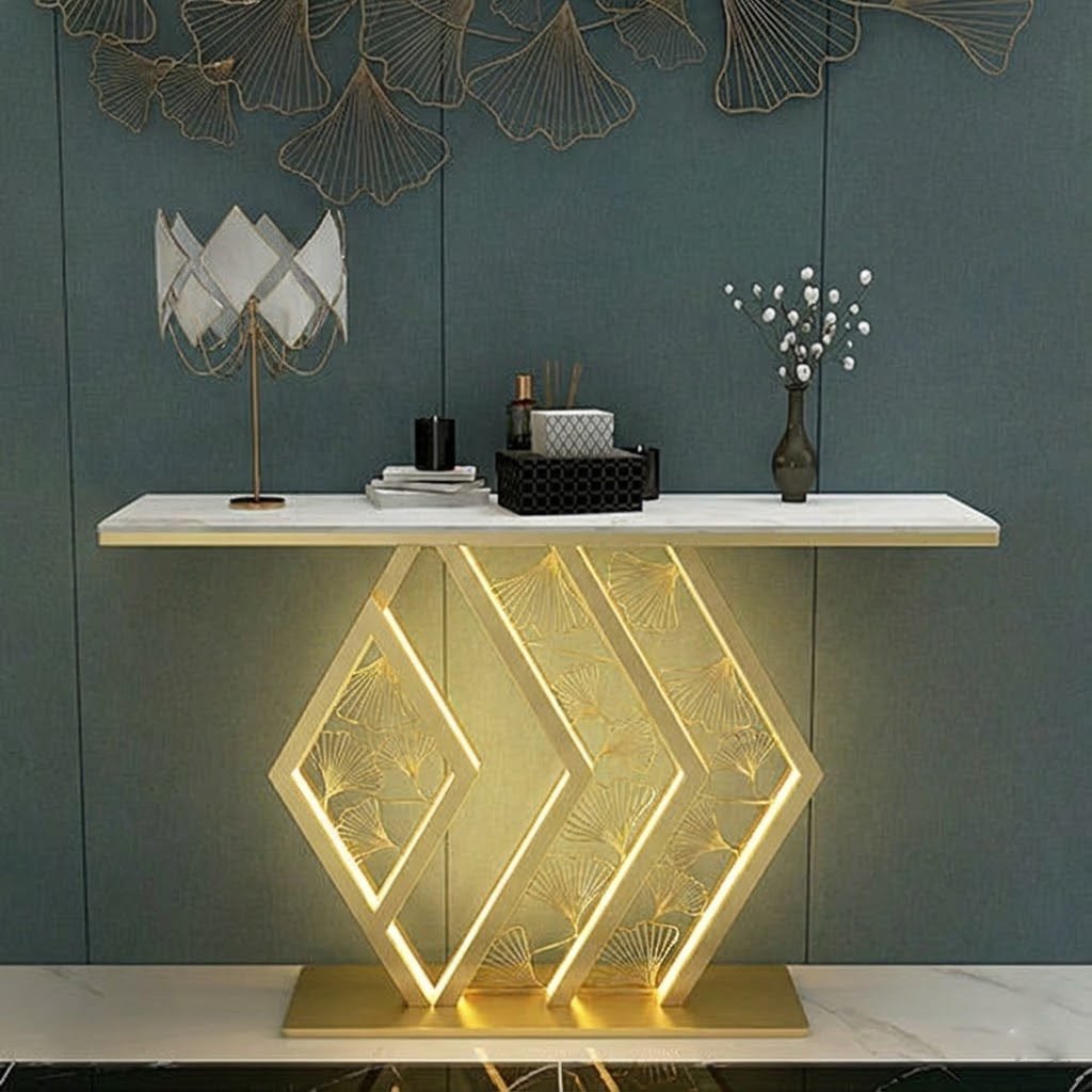 Stylish LED Console Table Gold | Luxury Hallway Decor