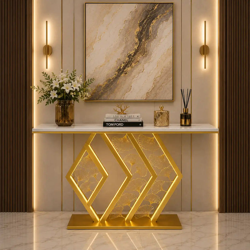 Stylish LED Console Table Gold | Luxury Hallway Decor (SS 302)