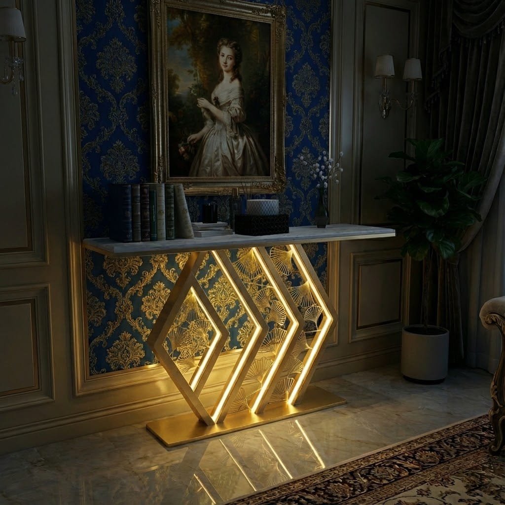 Stylish LED Console Table Gold | Luxury Hallway Decor (SS 302)