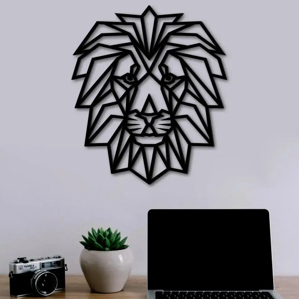 Stylish Lion Face Metal Wall Art Modern Decor