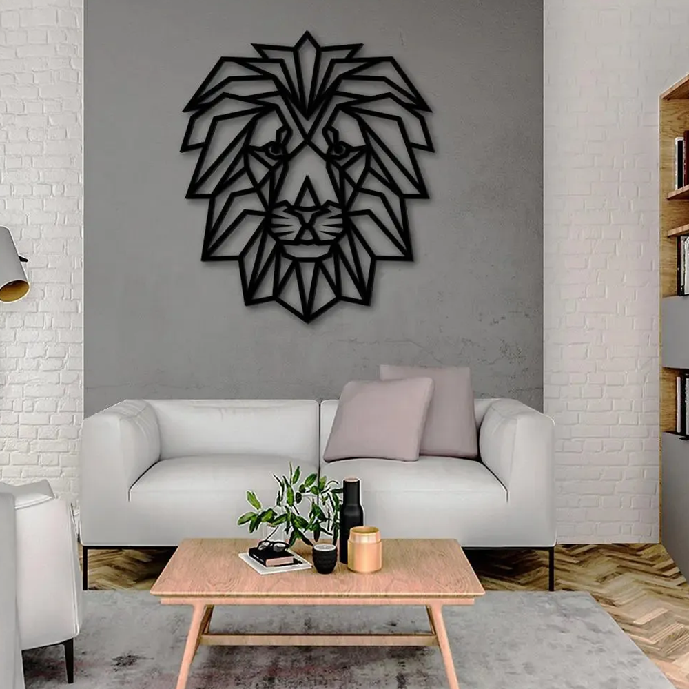 Stylish Lion Face Metal Wall Art Modern Decor