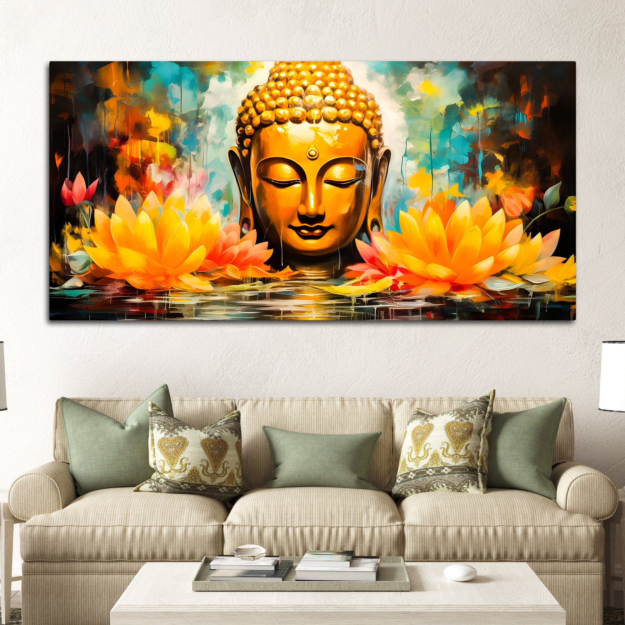 Stylish Modern Buddha Wall Painting for Elegant Interiors