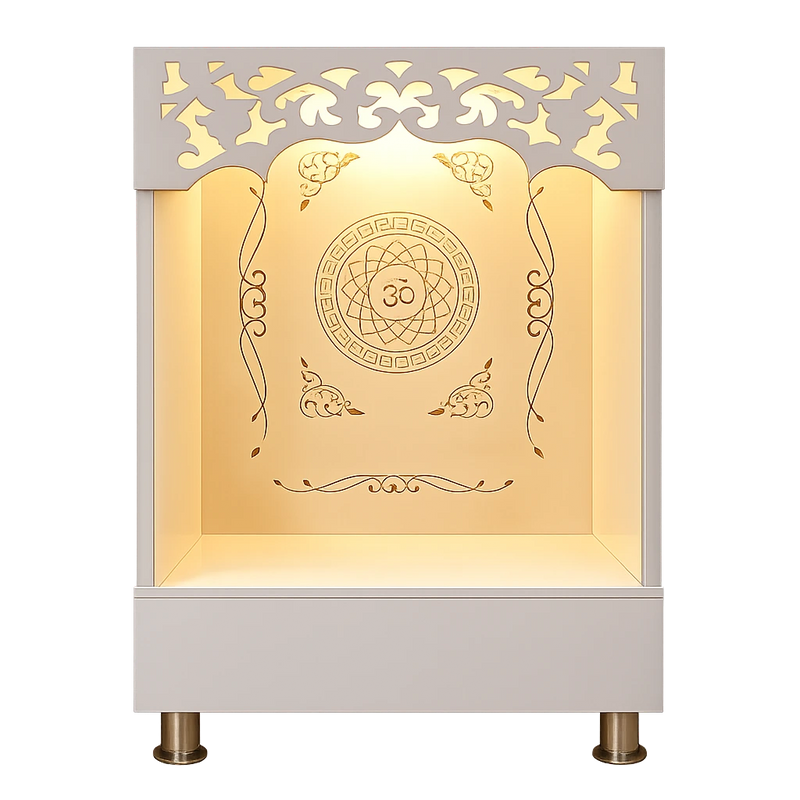 Stylish Open Pooja Mandir for Home with LED Lighting