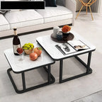 Stylish Square Tethered Black Metallic Finish Table Set of 2