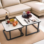 Stylish Square Tethered Black Metallic Finish Table Set of 2