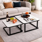 Stylish Square Tethered Black Metallic Finish Table Set of 2