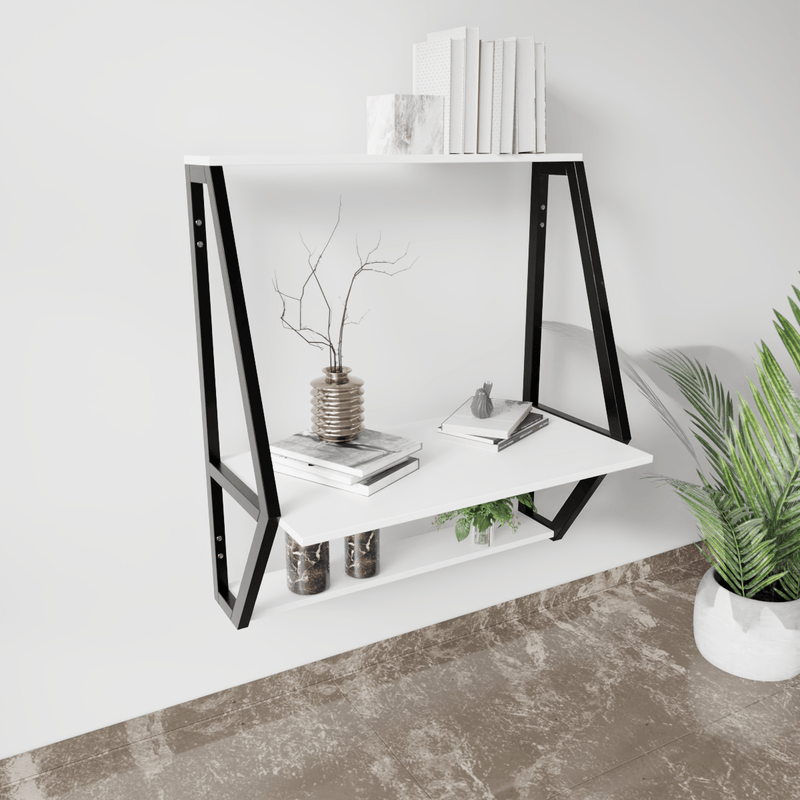 Stylish Wall Mounted Wooden Display Rack for Books & Desk Decor