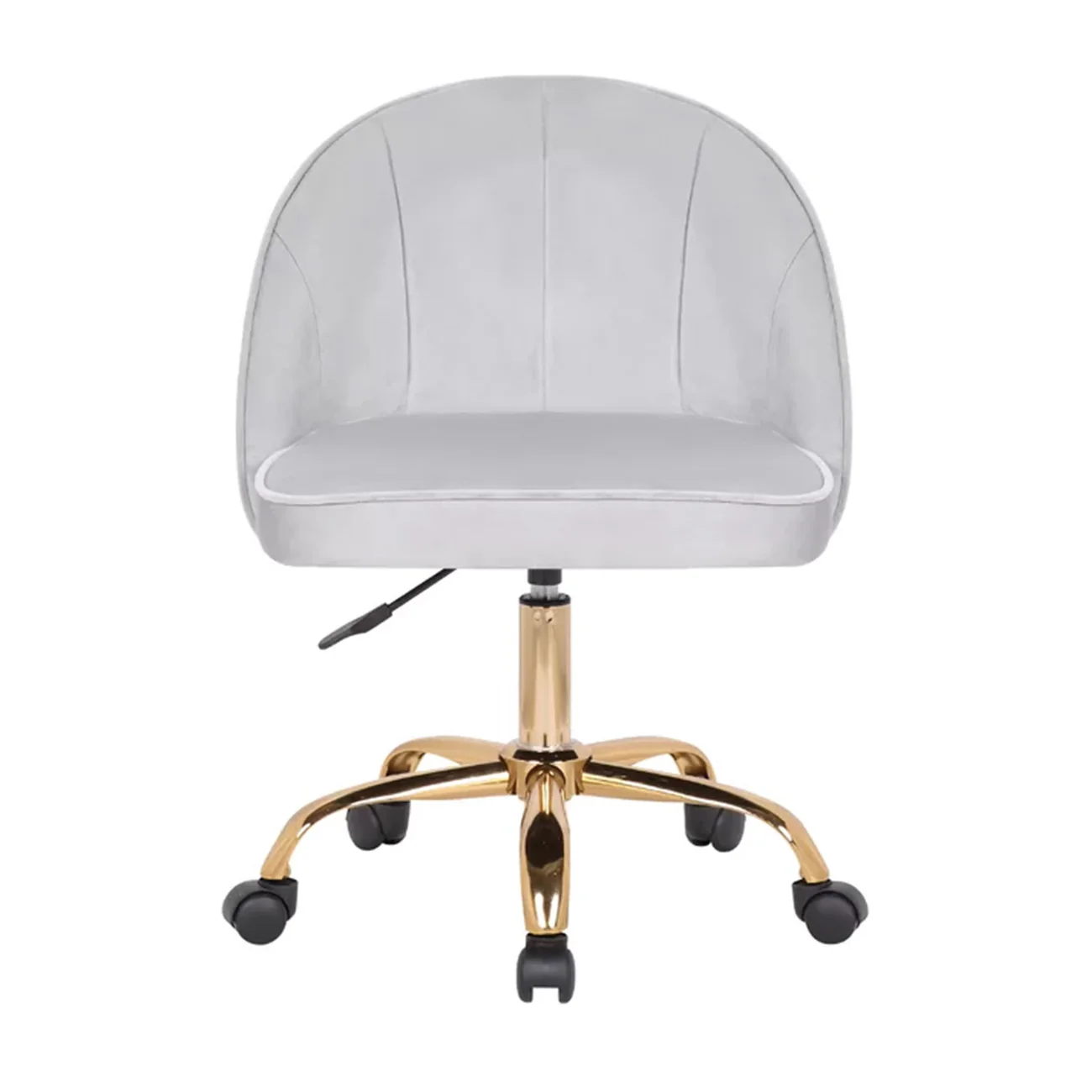 Stylish White Accent Chair with Golden Touch