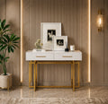 Stylish White Cabinet Table with Metallic Touch