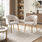 Stylish White Dining Accent Chair with Polished Gold Legs