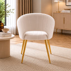 Stylish White Dining Accent Chair with Polished Gold Legs