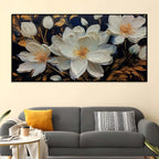 Stylish White Floral Canvas Wall Painting Office & Home Decor