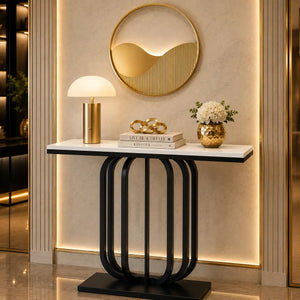 Stylish White Marble Top Console Table