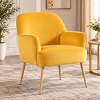 Stylish Yellow Lounge Chair with Curved Arms & Slim Legs
