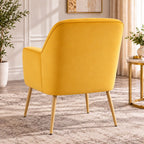 Stylish Yellow Lounge Chair with Curved Arms & Slim Legs