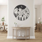 Sun and Moon Behind the Mountains Metal Art Wall Decor