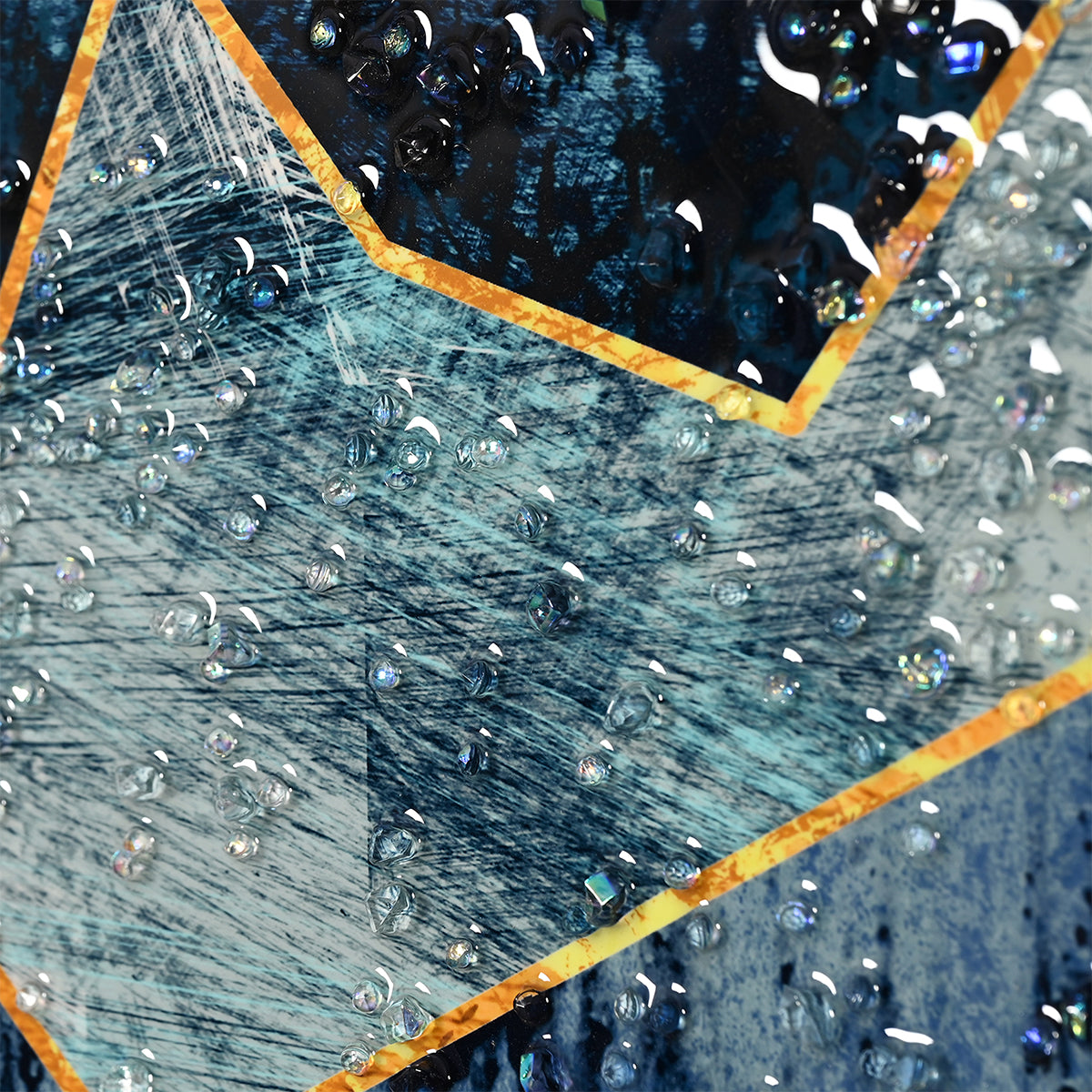 Sun Rise and Set of Geometric Framed Crystal Glass Painting